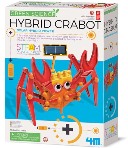 4M 403448 Green Science Hybrid Crabot-Solar Power Crawling Crab Kit - för barn i åldrarna 5+, Flerfärgad