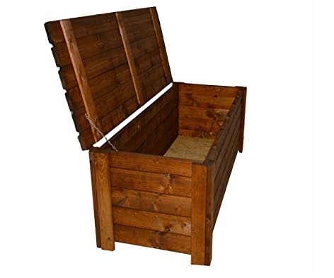 QLS Handels Gartenkiste Holzkiste Aufbewahrungsbox Woodenbox Garten Balkon 120 x 48 x 46 cm perfekt für den Garten und Wohnung (Braun #E06957)