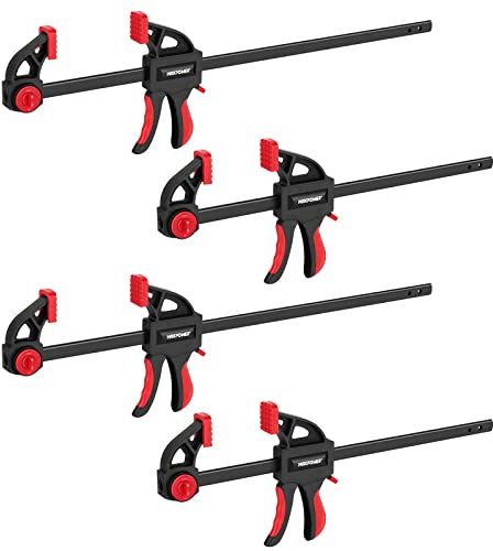 Ratchet Bar Clamps Set for Woodworking, MAXPOWER 4PCs Quick Release Carpenter Clamps Set Quick-Grip F Woodworking Clamps - 2 Pieces x 300mm and 2 Pieces x 600mm