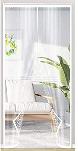 Muteiki Magnetische Fliegengittertür,Türvorhang Mesh-Vorhang Starke Magnete Insektenschutztür Magnetische Tür Ohne Schlitz Magnetverschluss Für Balkon Wohnzimmer Schiebe Kinderzimmer,205X260Cm Weiß