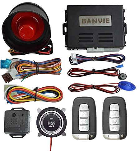 BANVIE Car Alarm System with Remote Start and Smart Push Button Starter