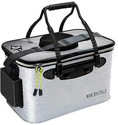 WHCDSTGJ Transparent Lid Fishing Bucket, Portable Foldable Fishing Bucket, Bait Bucket, Fish Bucket, Live Bait Storage. (8 gallons)