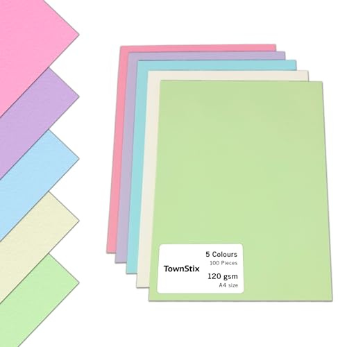 100 Hojas, A4 120 g/m² Folios Colores Surtidos Cartulinas - 5 Colores