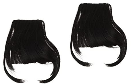 FRCOLOR 2pcs Elegant False Air Hair Bangs Clip Curved Bangs for Women Stylish Hair Extensions for Daily Party Wear