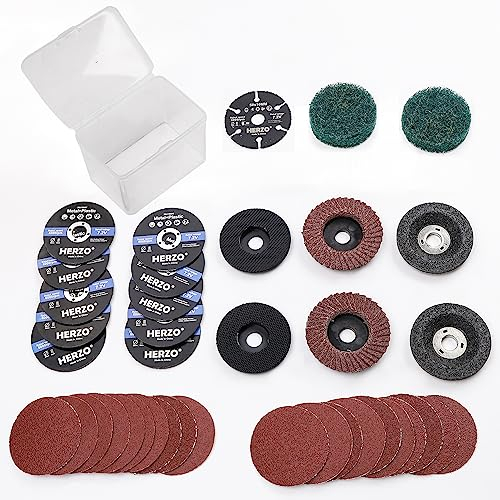 HERZO Trennscheibe 50mm, Trennen Schleifen Polieren Multi Material, 10mm Bohrung, Zubehör-Set für Mini-Winkelschleifer (39 Pack)...