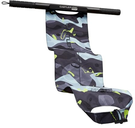 CastleFlexx Sport Mobility and Full Body Strengthening Device |Non-Elastic Stretch Strap with Super-Grip Tactical Silicone Handles for Exercise, Stretching, Therapy & Yoga |Height 5’9” Large Camo