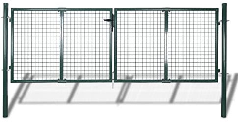 Portillon de Jardin, Portail de Jardin Porte de Clôture Porte de Jardin Portail de Clôture en Grillage Galvanisée 289 x 75 cm / 306 x 125 cm