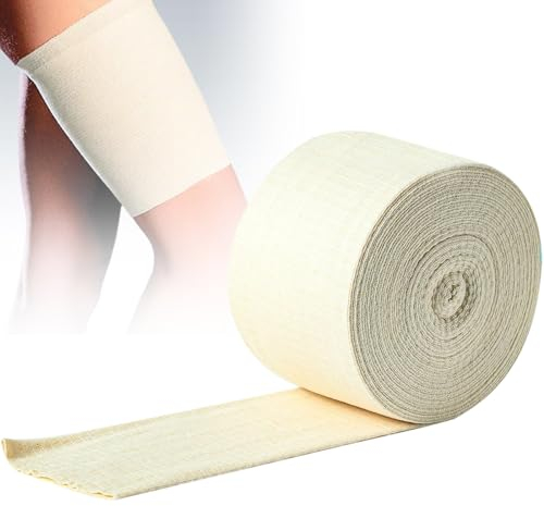 Tubular Elastic Support Bandage Size F Cotton Stockinette Cast Sleeve Roll for Knee, Arm, Leg, Wrist (3.9 Inch x 5.46 Yard)