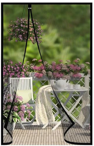 Fliegengitter Balkontür Insektenschutz Tür 230x220cm Magnetverschluss Fliegenvorhang Ohne Bohren Magnetvorhang für Balkontür, Eingangstüren, Kellertür, Weiß