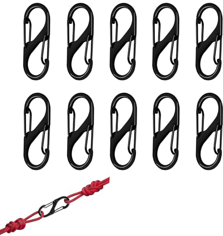 10 Stück Karabinerhaken Klein, S Karabiner Mini, Karabiner Klein, Doppelkarabiner, Für Outdoor Camping Zuhause Wandern