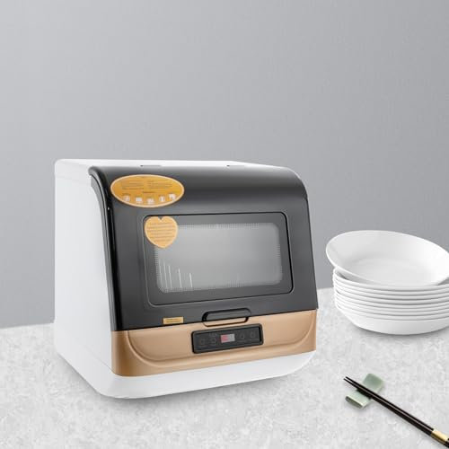 Mini lave-vaisselle de table, 800 W, avec 3 programmes de nettoyage, commande tactile, séchage à température résiduelle + séchage refroidi par air pour 4 à 6 ensembles (12 à 20 pièces)