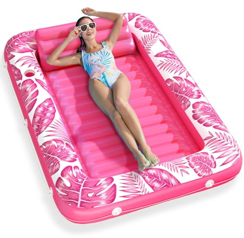 Inflatable Tanning Pool Lounger Float - Jasonwell 4 in 1 Sun Tan Tub Sunbathing Pool Lounge Raft Floatie Toys Water Filled Tanning Bed Mat Pad for Adult Blow Up Kiddie Pool Kids Ball Pit
