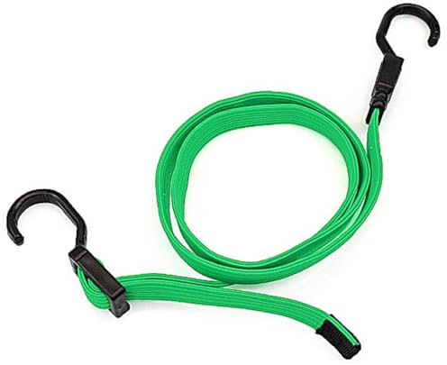 Wambere 2 Stück Verstellbares Spanngummi mit Haken Gummiseil Universal Gepäckspanner Flaches Gummi Spannseil Elastisches Bindeseil Gepäckseil für Motorrad Fahrrad Dachträger Camping,Grün,100cm
