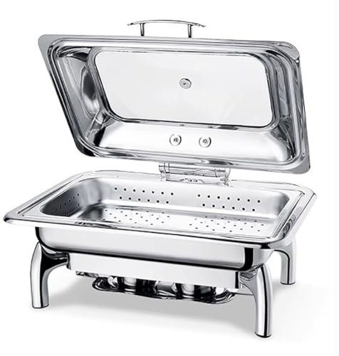 TT-YEC Scaldavivande Commerciale in Acciaio Inox, Pentola Scaldavivande con Coperchio Idraulico Riscaldato Elettricamente, Scaldavivande Professionale per Feste, Fino A 85°C,9ld