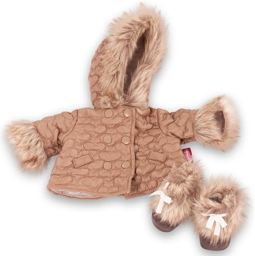 Götz 3403596 Kombi Winter Beige – Puppenbekleidung Gr. S / XM – 3 teiliges Bekleidungs – und Zubehörset für Babypuppen von 30 – 33 cm und Stehpuppen 36 cm