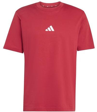 adidas Uomo Essentials Small Logo Single Jersey tee, Active Maroon/White, L