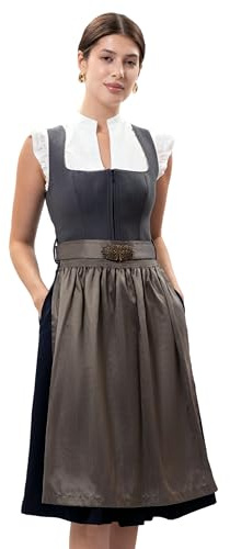 Kelliar Damen Dirndl Dunkelblau/Marineblau 65cm 36-44 (Ohne Dirndlbluse) | Dirndl Midi,Trachtenschließe Doppelschichtige Designer,Trachtenkleid Damen,mit Schürze,Trachtenmode Elegant für Oktoberfest