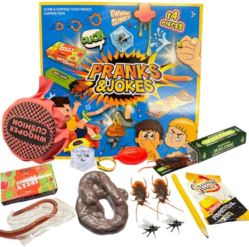 YEWCEP Articoli scherzosi, set da 14 pezzi, con cuscini e insetti realistici, scherzi divertenti per adulti e bambini, ideale per feste e serate in famiglia
