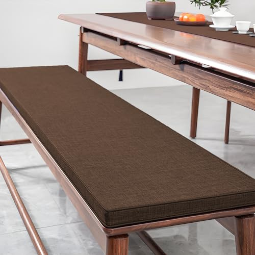 MEEYI Colchoneta Banco Jardin 95x100x3cm, Acolchado de Espuma 50D Cojín de Banco para Muebles con Funda Extraíble para Sillas Cocina Palets, Color café cálido