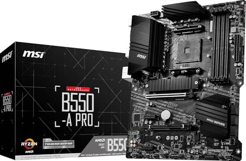 MSI B550-A Pro V1 ProSeries Carte mère AMD Ryzen 5000, AM4, DDR4, PCIe 4.0, SATA 6 Go/s, M.2, USB 3.2 Gen 2, HDMI/DP, ATX