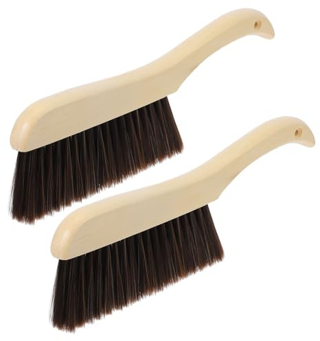 GLEAVI 2pcs Wooden Handle Lint Brush Soft Bristles Dust Brush for Home Multipurpose Dust Removal Tool