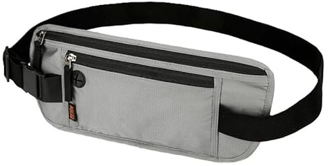 RFID Anti-Theft Money Belt – Hidden Travel Wallet, Passport Holder, Lightweight Waterproof Bum Bag Fanny Pack with Headphone Jack and Adjustable Belt for Men Women