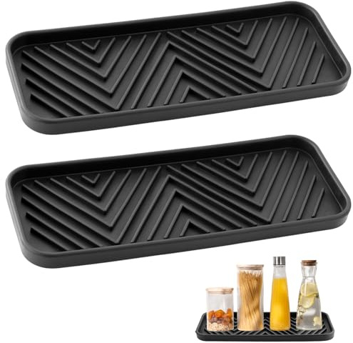 2 Pcs Silicone Sink Organizer Soap Dish Soap Dish Mat Silicone Sink Mat for Washbasin Dinning Room Bathroom Toilet Kitchen Laundry Room (Black)