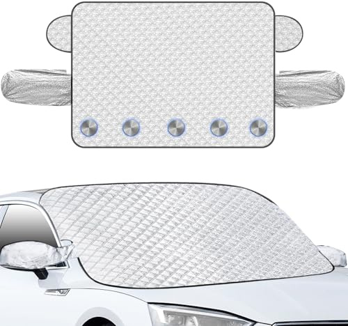 Copertura Parabrezza Auto, 220x110 cm Copri Parabrezza Inverno con 5 Magneti, Telo Antigelo per Antineve, Antighiaccio, Anti Polvere e Raggi UV, Protezione parabrezza per Auto e SUV