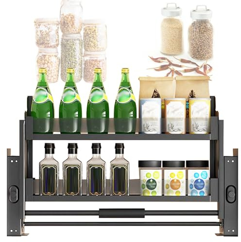 Scaffale da parete estraibile a 2 ripiani, pratico mobile da cucina per armadi superiori bar e bar (B 85 cm)
