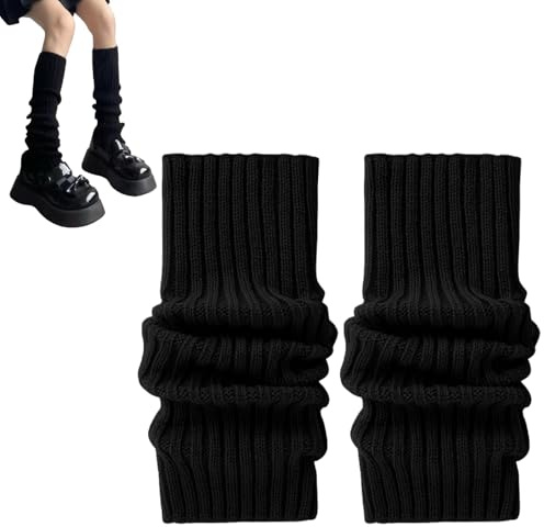 Leg Warmers Ladies Knitted White Black Leg Warmers Fluffy Boots Ankle Y2k 80s 90s Kawaii Uk for Women Girls Ladies Fashion Long Boot Cuff Knee Socks Pairs for Ballet Dance Yoga Ice Skating