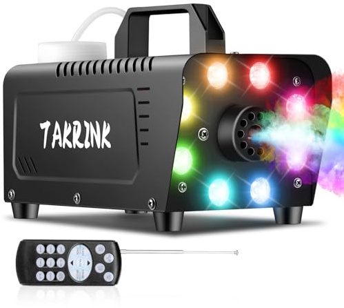 TAKRINK Machine à Fumée 900W Télécommande Machine à Brouillard Professionnel avec 8 LED et Réservoir 0,3 Litres pour Halloween Mariages Étapes Fêtes DJ et Spectacles