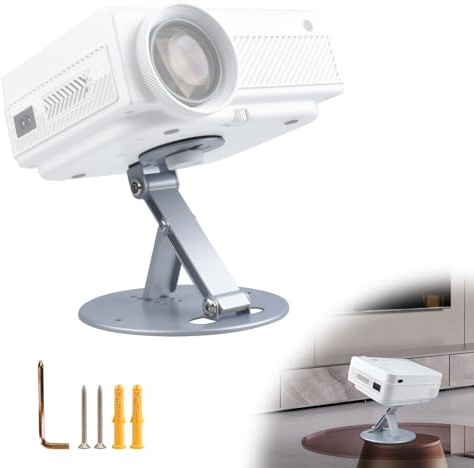 ZDSSY Mini Projector Stand Table, Desk, Wall and Ceiling Mount, Ultra-Stable with Easy Setup, Compact Portable, Compatible with Most Projectors for Home,Outdoor,Office (1/4-Inch Screw,Sliver)