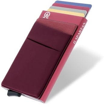 RE® Porte-cartes pour homme avec capacité de 6 à 8 cartes | Porte-cartes métallique RFID | Portefeuille minimaliste en aluminium | Porte-cartes compact et sûr, rouge, De main, Moderne