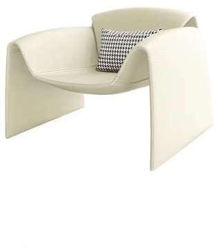 M-förmiger Leder-Sofasessel mit Armlehnen, stilvoller und bequemer Einzelsessel für Zuhause, Wohnzimmer, Esszimmer, Friseursalon, modernes Design für ultimative Entspannung