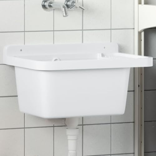 Mokuyary Lavabo pour montage murale blanc 50x35x24 cm résine Lavabo, Vasque à Poser au-dessus du Comptoir pour Salle de Bains, WC d'invités, Hôtel, Toilettes