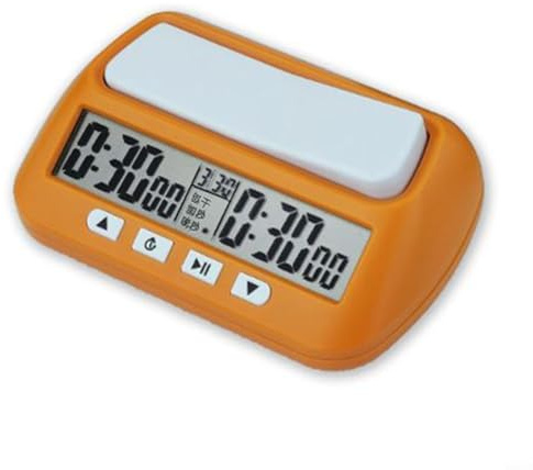 Digitale Schachuhr mit Countdown- und Aufwärtszähler, Bonus- und Verzögerungsmodi, tragbare elektronische Spieluhr für Schachturniere und Brettspiele(Gelb)