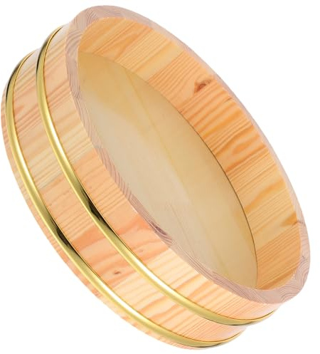 CLISPEED Japanese Wooden Sushi Rice Mixing Bowl Versatile Use with Large Capacity and Elegant Design Hangiri and Resist Deformation, for Home Kitchen Or Restaurant Serving