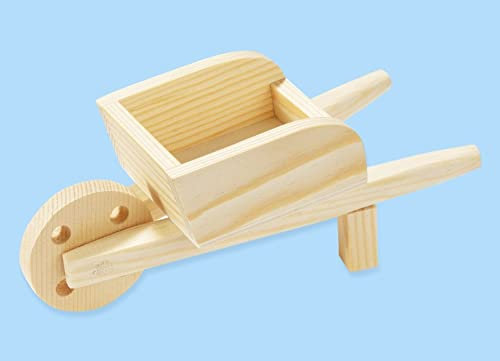 HobbyFun Carriola di Legno Decorativa da Giardino, ca. 12 x 5 x 5,5 cm