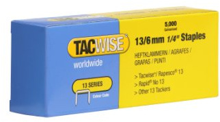 Tacwise 0233 Agrafes Galvanisées de Type 13 / 6 mm, Lot de 5000 | Agrafes à fil fin, aspect discret, pointes biseautées en forme de V