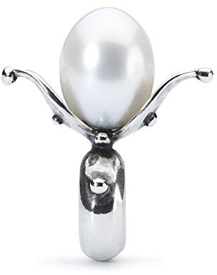 Trollbeads Damen-Bead Keimende Spacer 925 Silber Perle weiß - TAGBE-00213