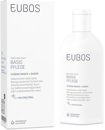 Eubos | Tvättemulsion blå | 200 ml | mot oren hud | skonsam kroppsrengöring | hudkompatibilitet dermatologiskt bekräftad | pH-hudneutral