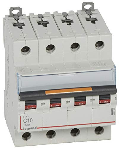 Disjoncteur DX³ 25kA - 4P 400V~ - 10A - courbe C - 4 modules