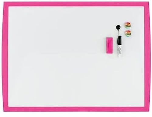 Nobo Kleines Magnetisches Whiteboard, Farbiger Rahmen, Wandmontage, Inklusive Passendem Zubehör, Zuhause/Büro, 585 x 430 mm, Pink, 2104177