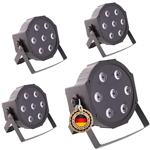 ETEC Professional 4x Quad LED PAR Scheinwerfer 7x10 Watt RGBW 4in1 DJ Party Effekt Bühne Theater Club Disco Licht Hochzeit Set Veranstaltung Event