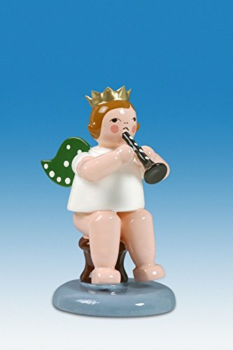 Rudolphs Schatzkiste Holzfigur Engel sitzend mit Flöte und Krone Höhe 6cm NEU Holzengel Instrument Seiffen Erzgebirge Figur Dekoration Holzfiguren Weihnachten Fensterschmuck Spielzeug Deko