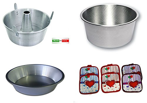 Set 4 Pz. tortiere forme per dolci chiffon cake ruoto panettone pastiera presine