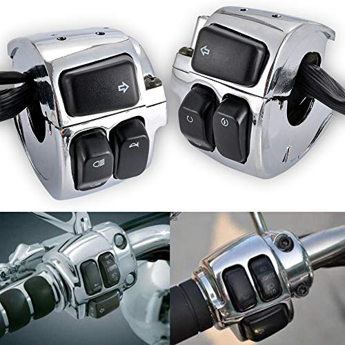 KATUR, wasserdichter Schalter zur Steuerung des Motorradlenkers, 25 mm, mit Verkabelung, schwarz, für Harley Softail, Dyna, Sportster 883, Sportster 1200, V-Rod von 1996 bis 2012