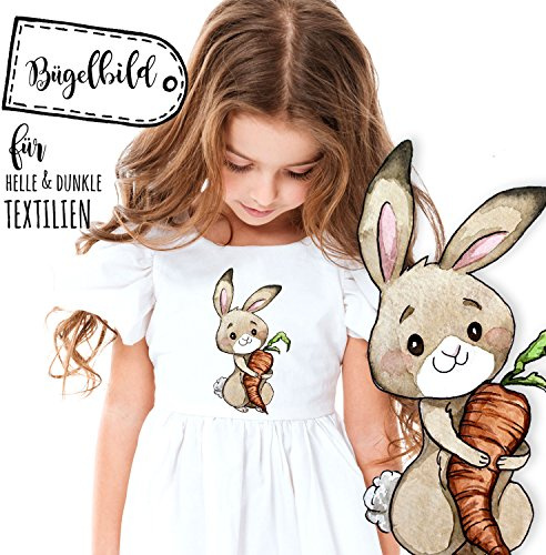 Bügelbilder Applikation Hase Häschen Bügelbild Bügelmotiv Aufbügelbilder für Mädchen bb103 - ausgewählte Größe: *L - 18 cm hoch* ilka parey wandtattoo-welt®