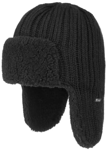 Lipodo Pilotmössa Damer/Herrar - Made in the EU stickad mössa öronskydd ullmössa med öronklaffar, foder, foder höst-vinter Vinter - One Size svart