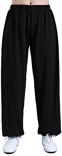 Daoba Pantalones de Tai chi Bombachos Tai chi Hombres como Mujeres Artes Marciales Hombres Yoga Fitness